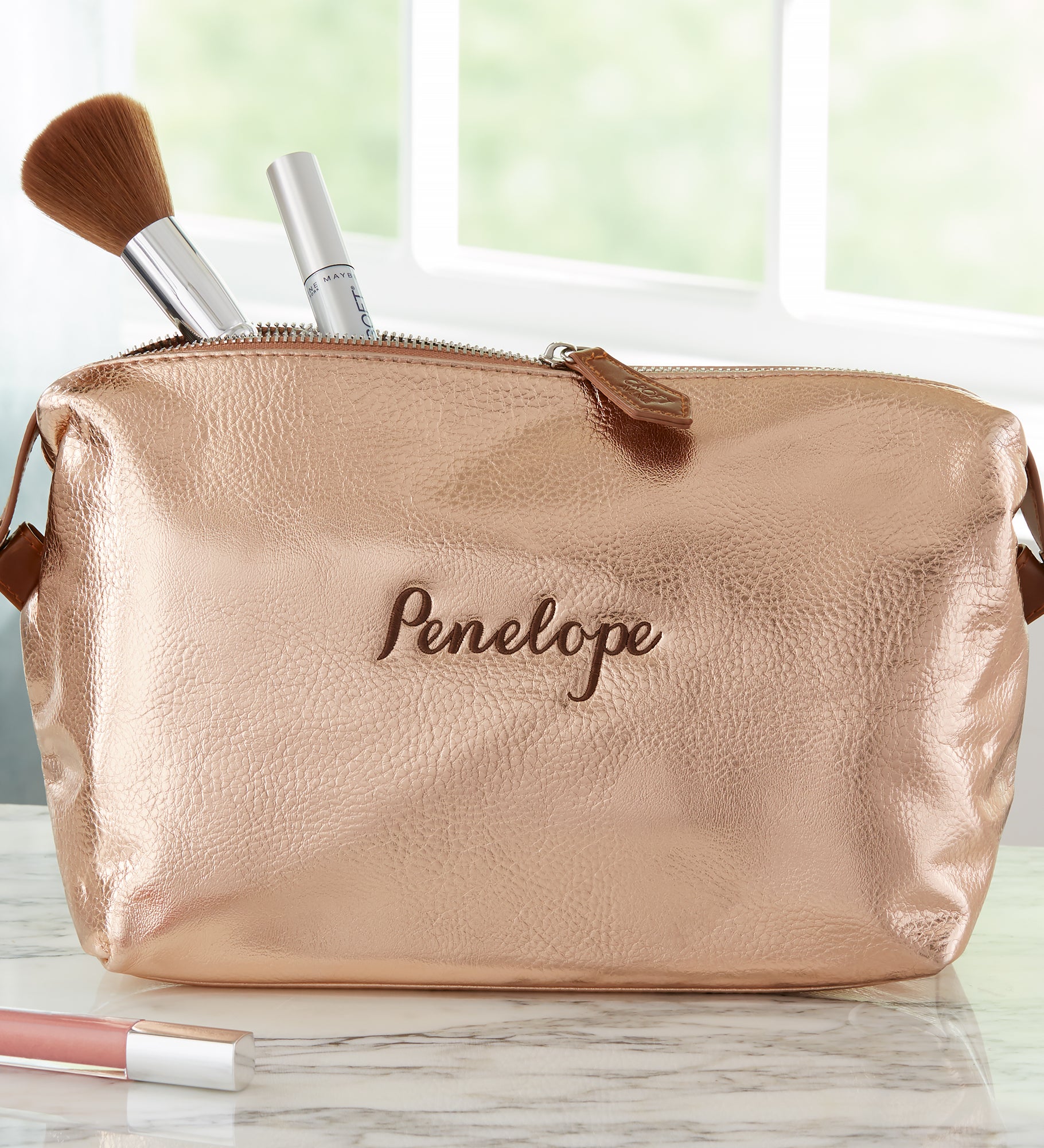 Personalized Vegan Leather Cosmetic Travel Case